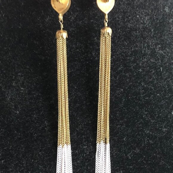 Vintage BETSEY Johnson heart long chain dangle earrings - Picture 3 of 5